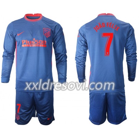 Atlético Madrid Joao Felix 7 Drugi Dječji Komplet Dresovi za Nogomet 2020-2021 Dugim Rukavima (+ kratke hlače)